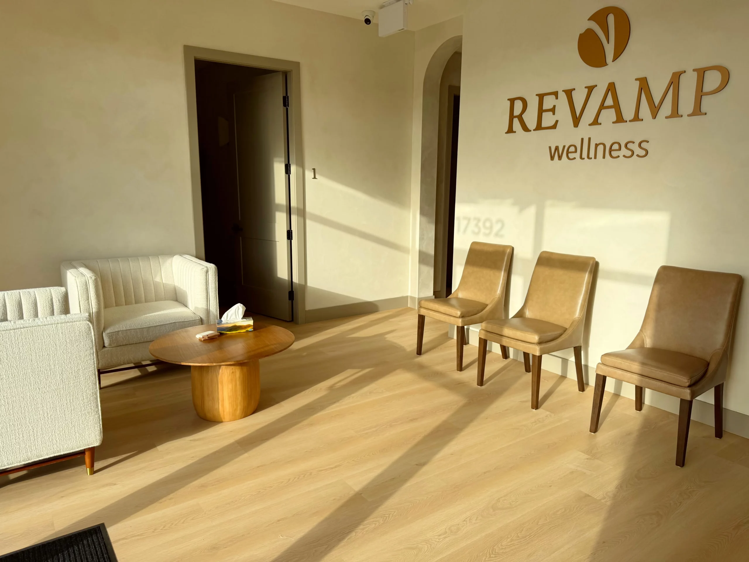 Deep tissue massage clinic interior at Revamp Wellness with calm and relaxing environment