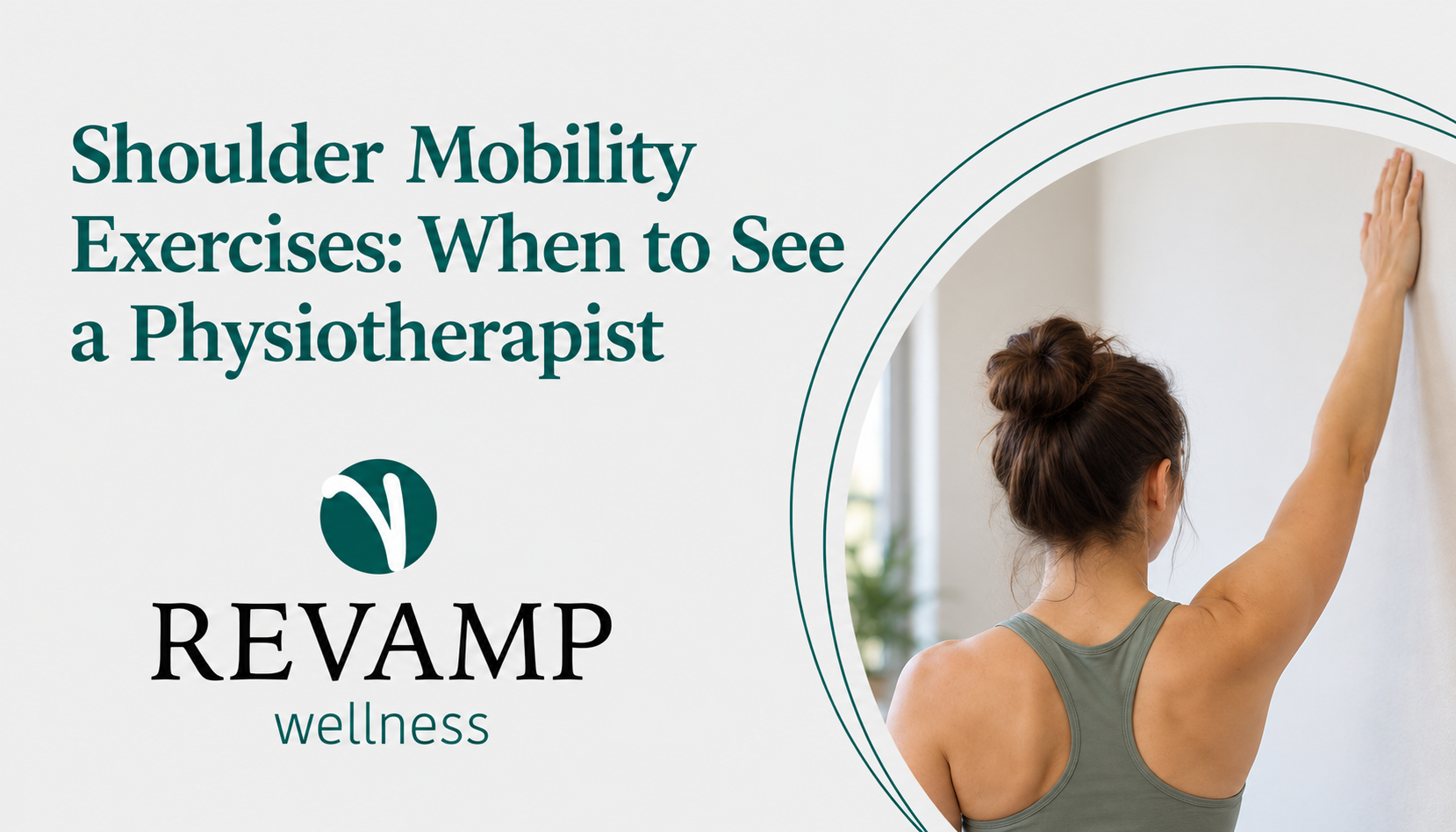 Woman gently reaching up a wall during a shoulder mobility exercise.